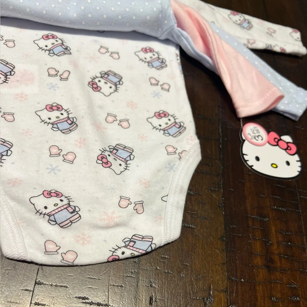 Hello Kitty Baby Girl Long Sleeve Bodysuit Set of 3 Size 3 Months